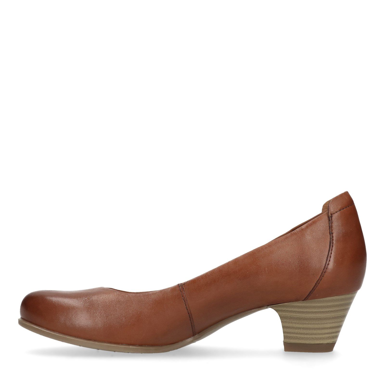Cognac bruine pump met lage hak