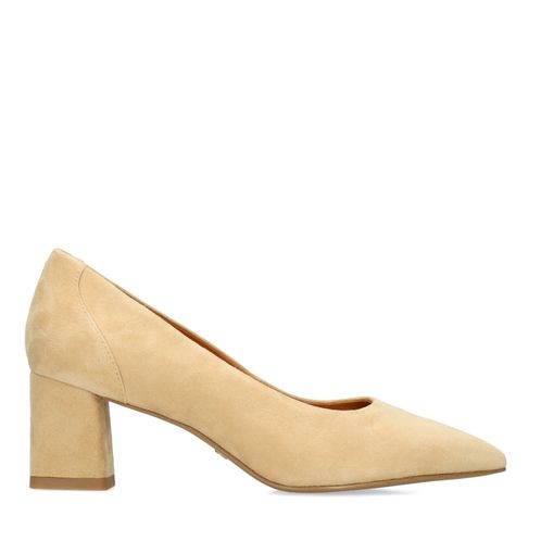 Beige suède pumps
