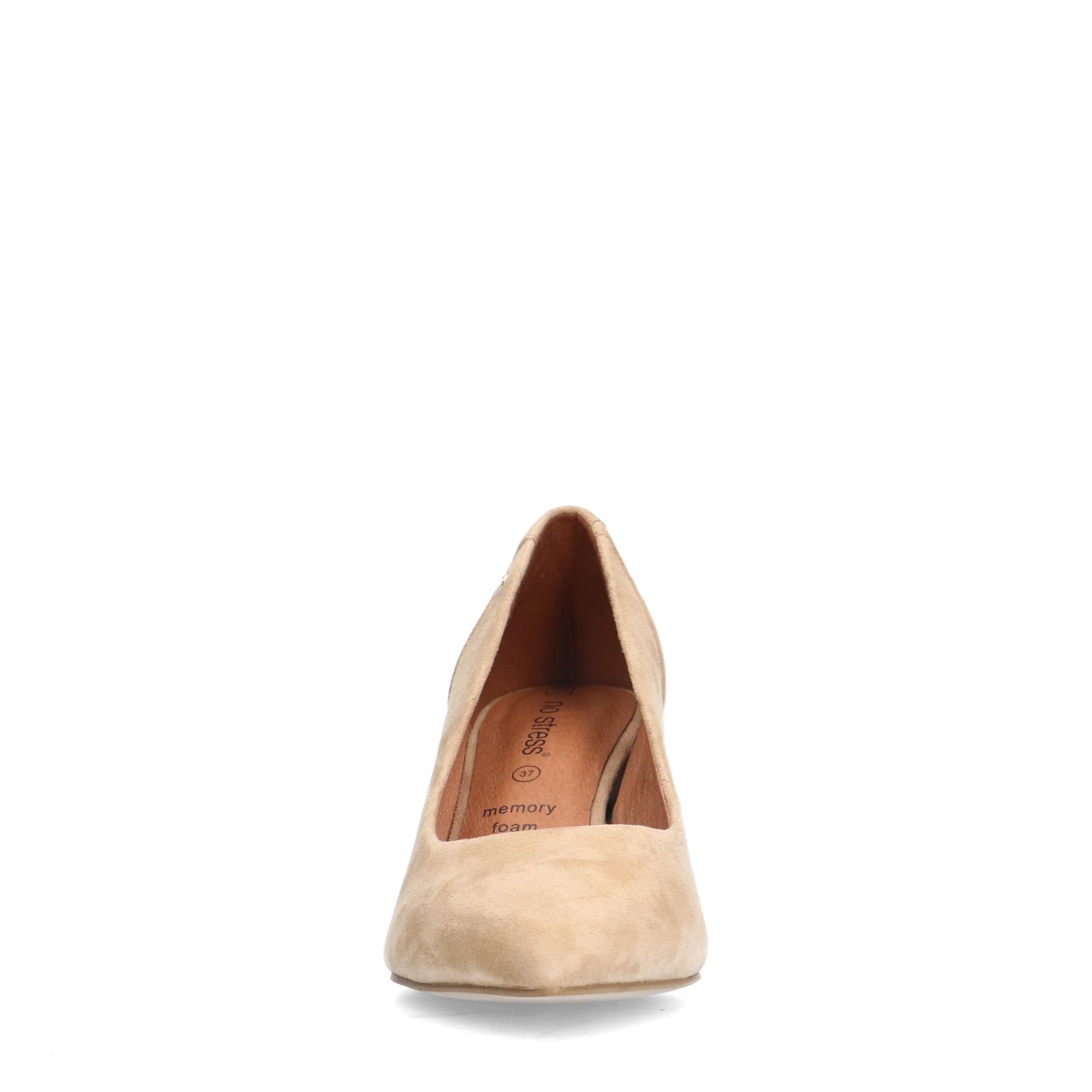 Beigefarbene Veloursleder-Pumps