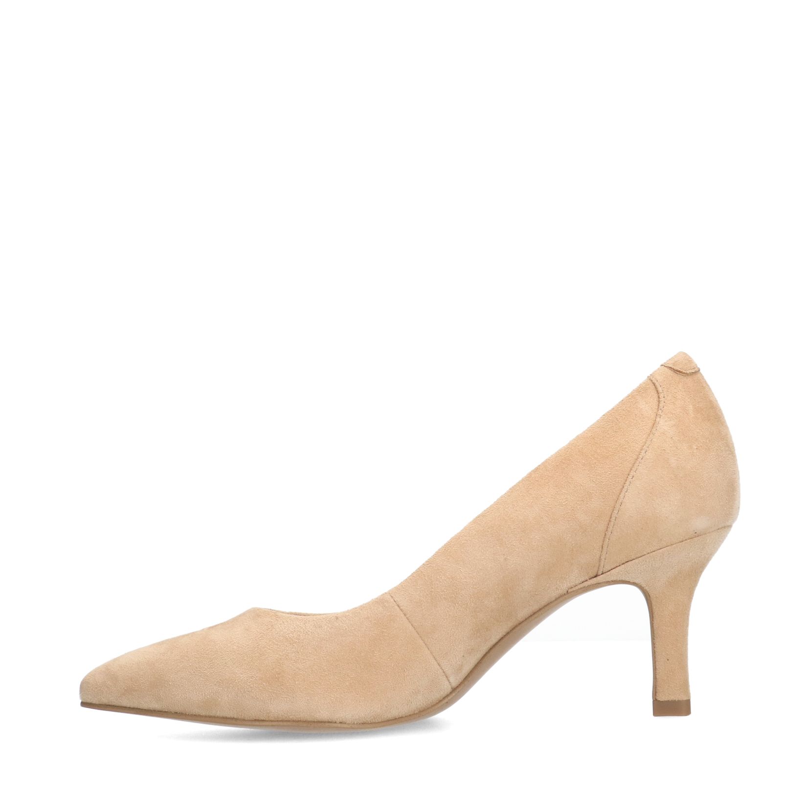 Beigefarbene Veloursleder-Pumps
