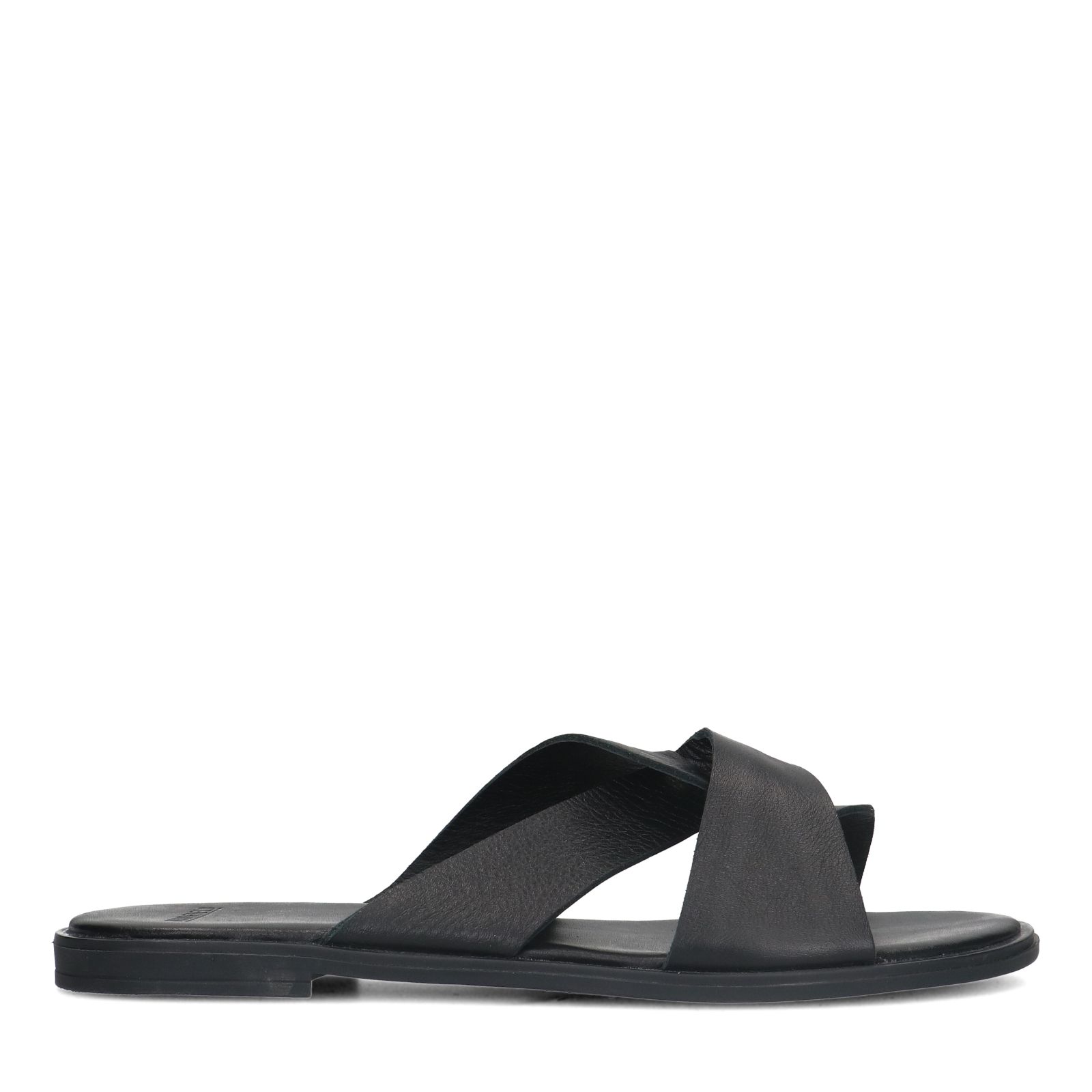 Zwarte leren slippers