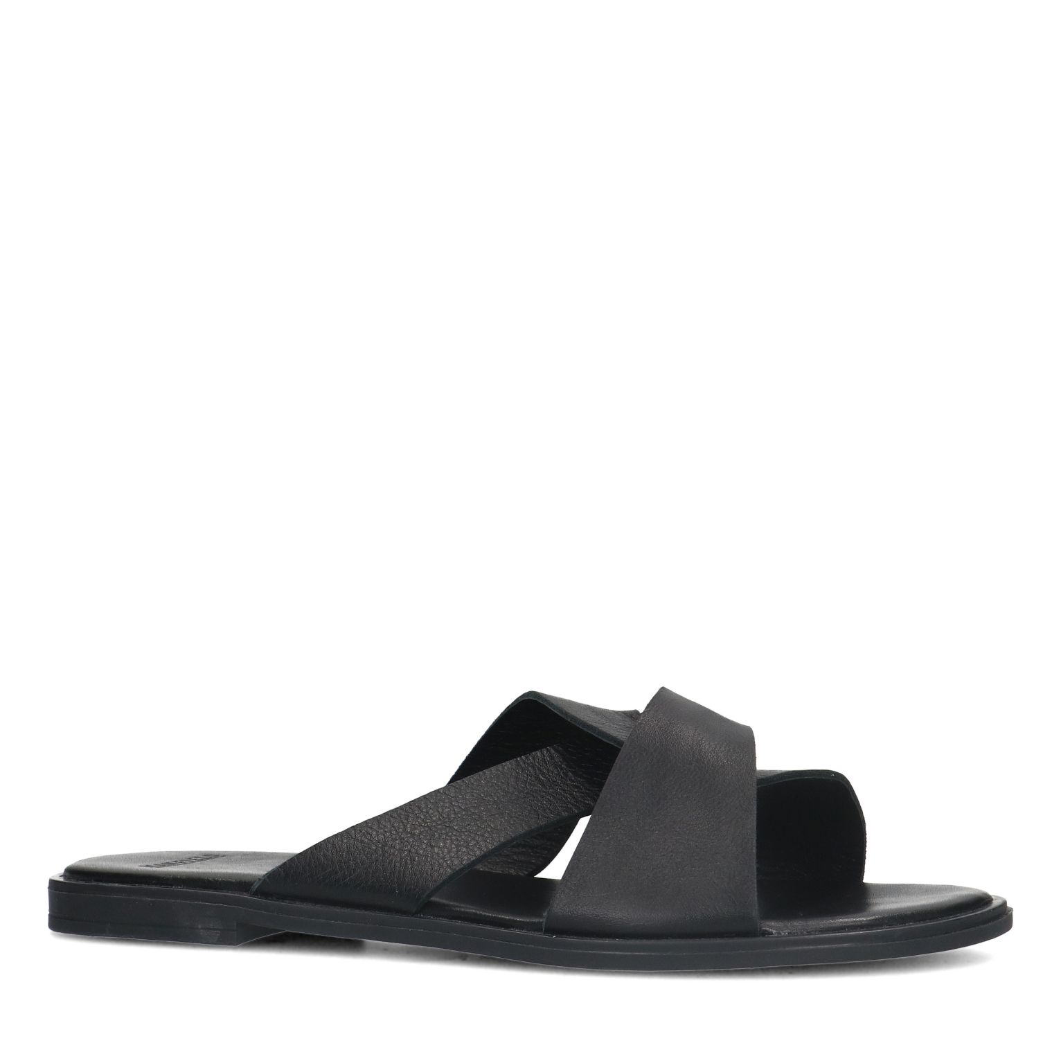 Zwarte leren slippers
