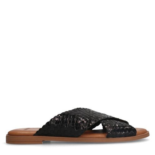 Schwarze Sandalen mit Flecht-Detail