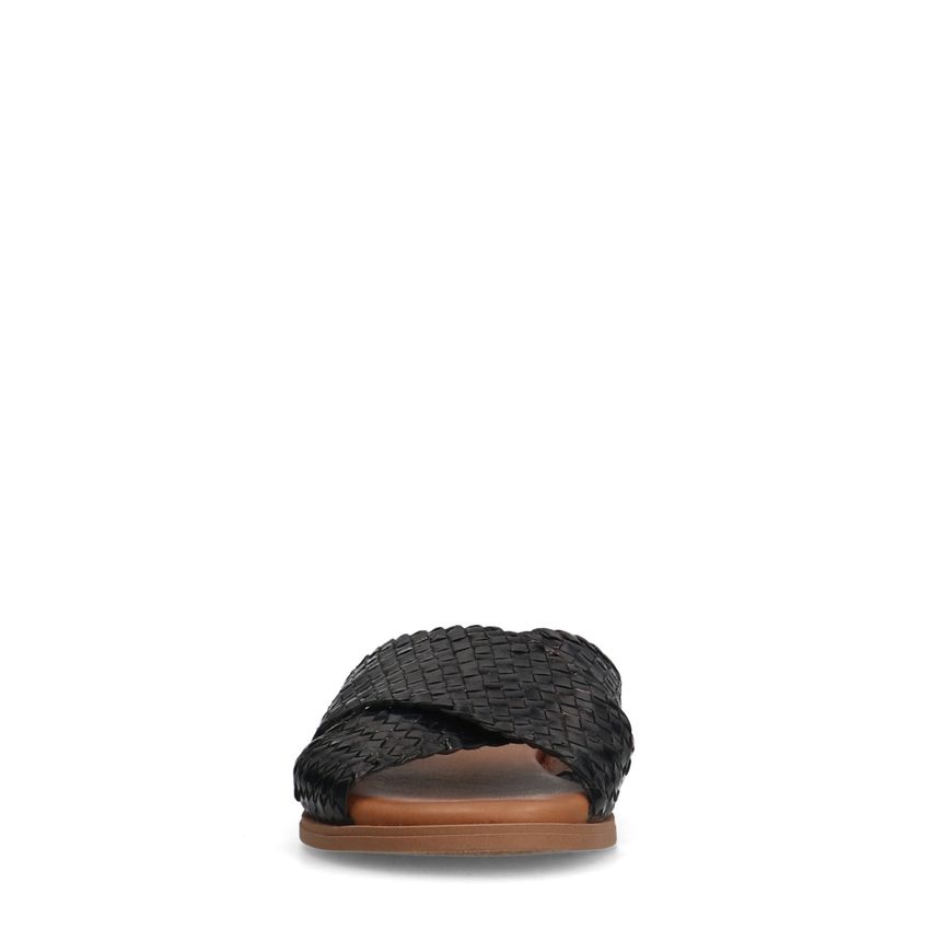 Schwarze Sandalen mit Flecht-Detail