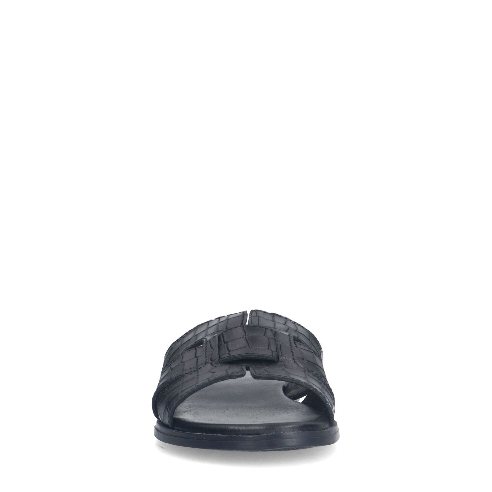 Zwarte leren croco slippers