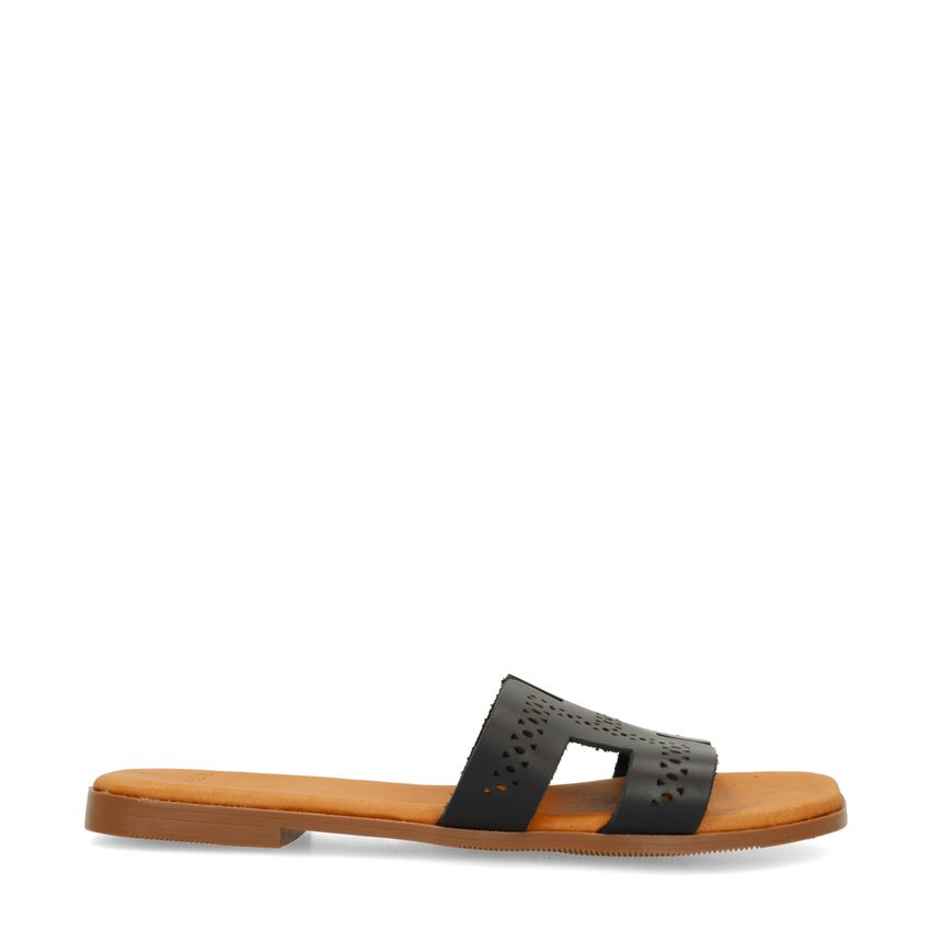 Schwarze Ledersandalen