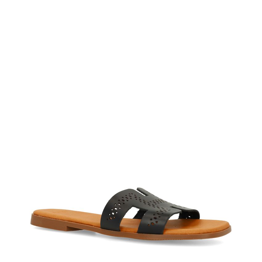 Schwarze Ledersandalen