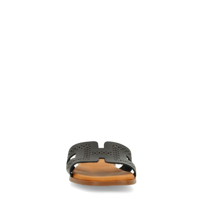 Schwarze Ledersandalen
