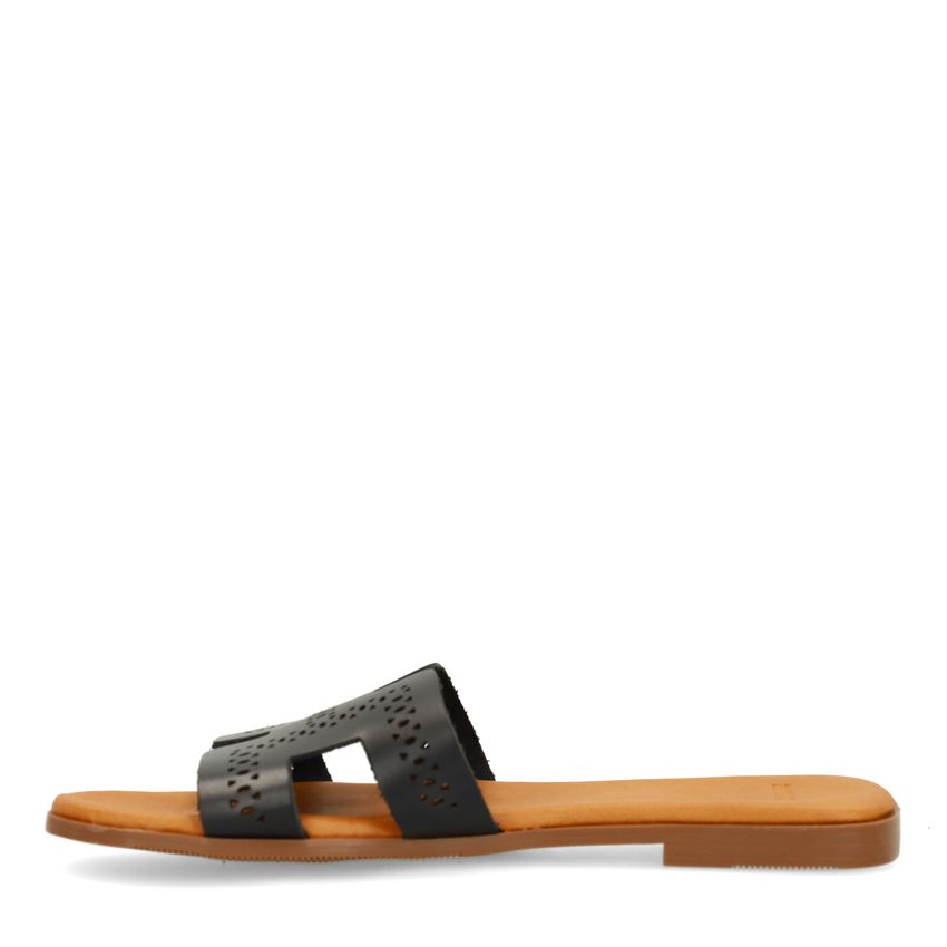 Schwarze Ledersandalen