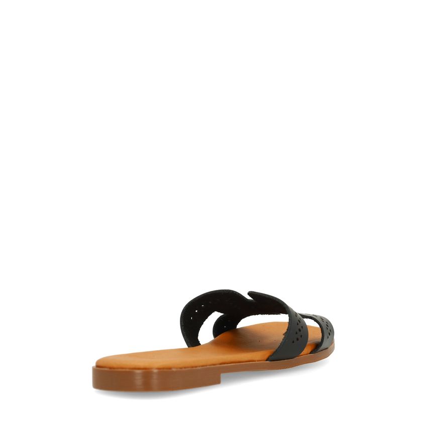 Schwarze Ledersandalen
