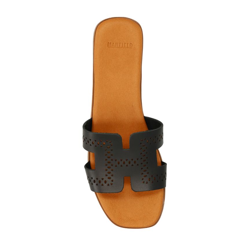 Schwarze Ledersandalen