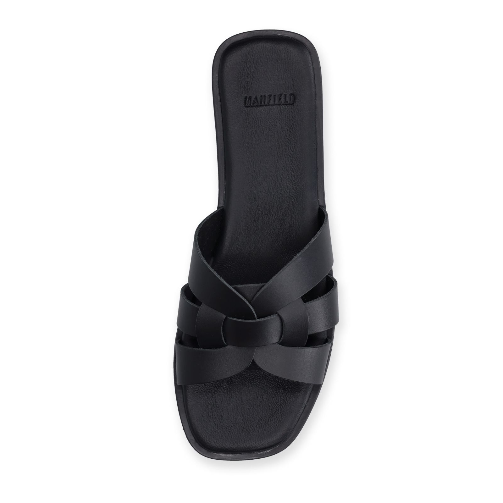 Schwarze Ledersandalen
