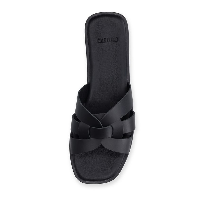 Schwarze Ledersandalen