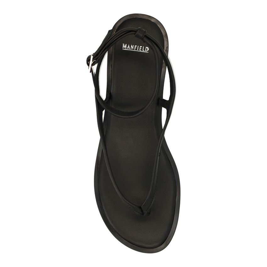 Manfield X Jolielot - schwarze Ledersandalen
