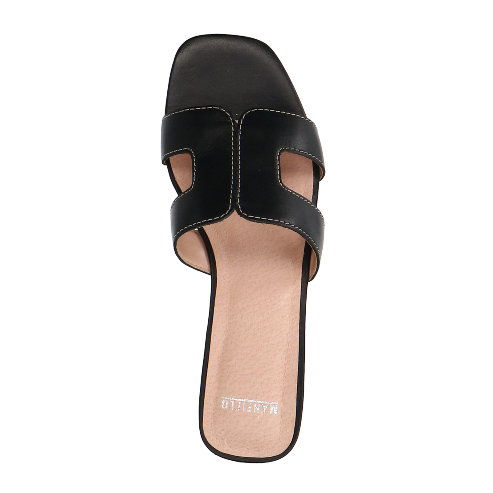 Slippers Manfield Zwarte Leren Dames Slippers Zwarte Leren