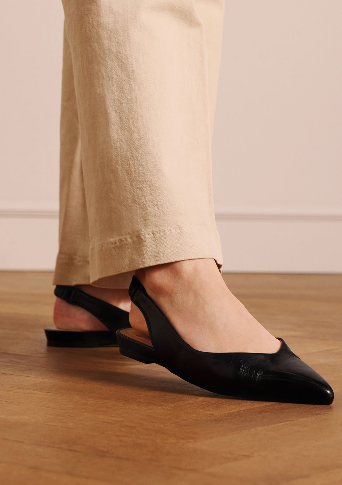 Zwart leren slingbacks