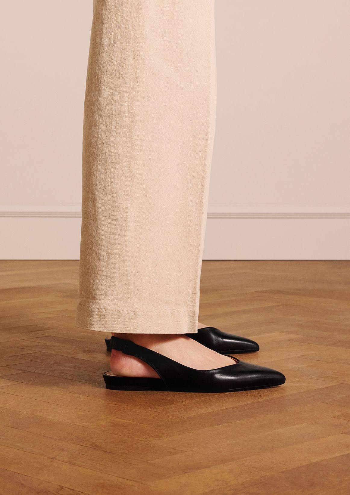 Zwart leren slingbacks