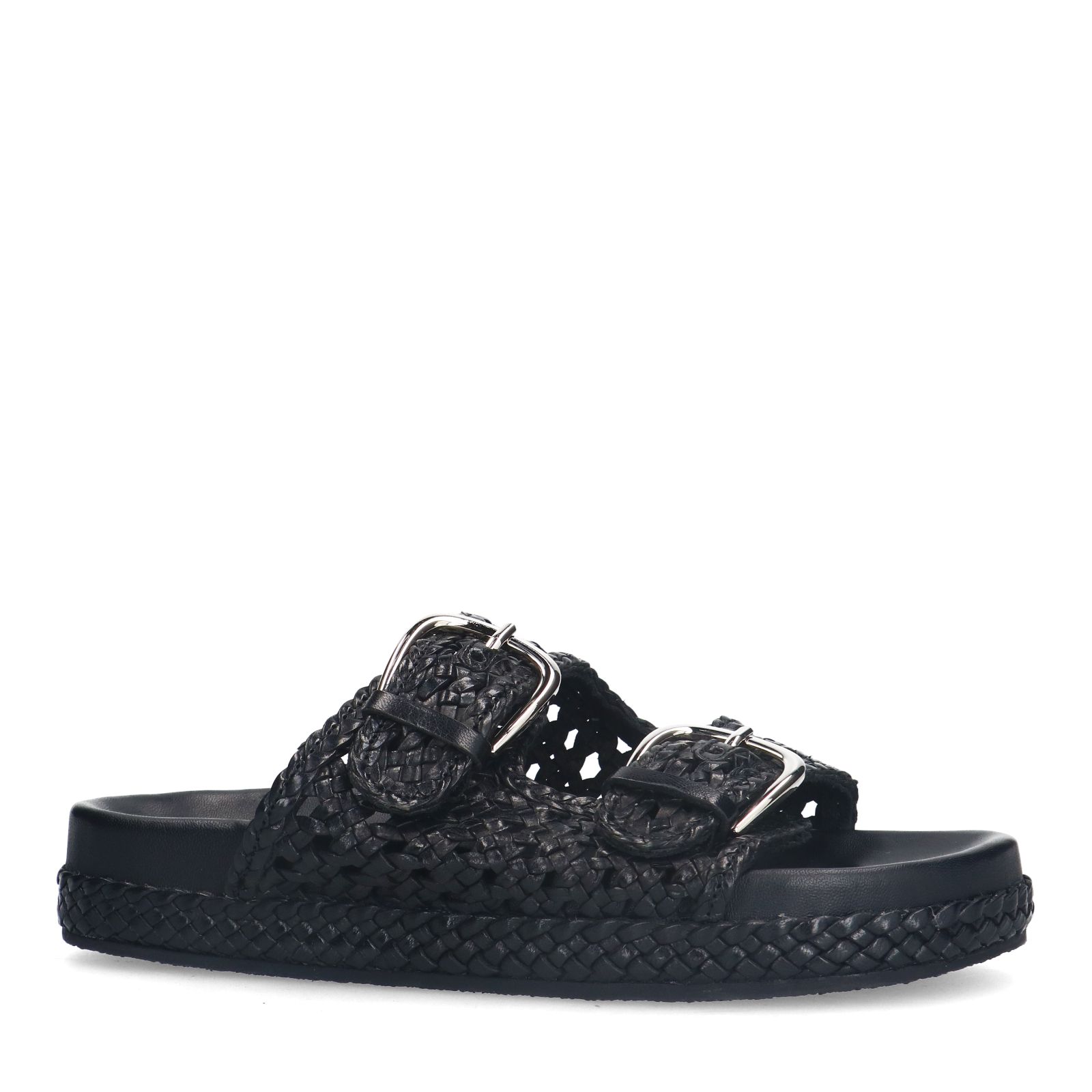 Schwarze Ledersandalen