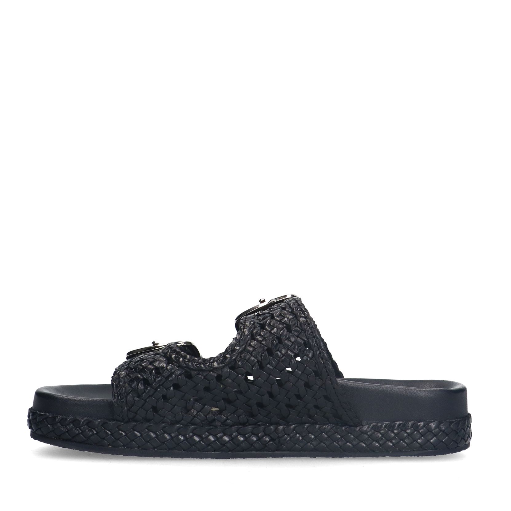 Schwarze Ledersandalen