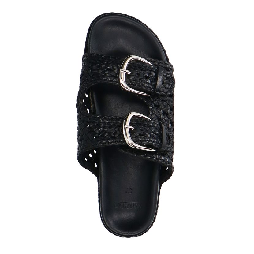 Zwarte leren slippers