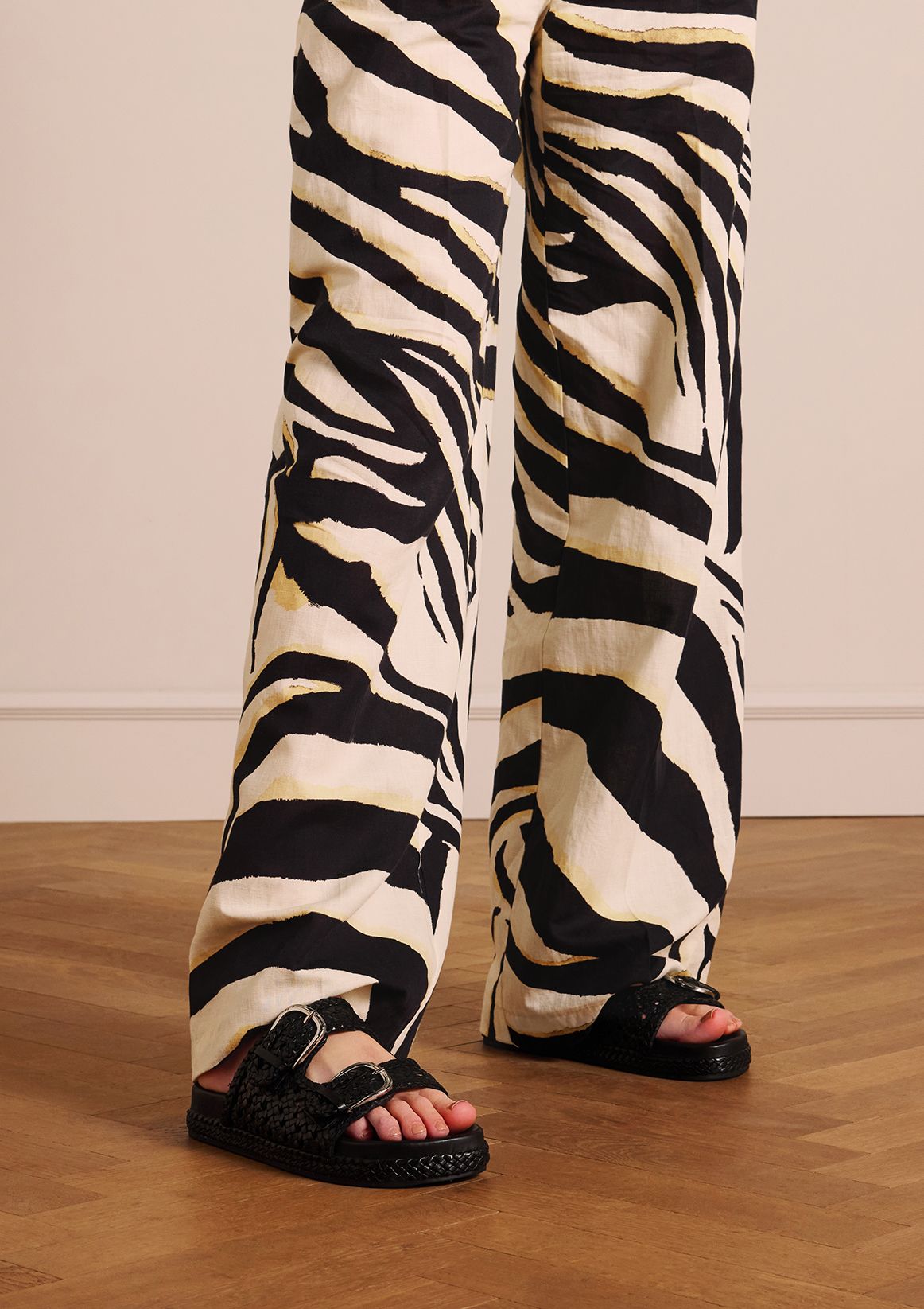 Zwarte leren slippers