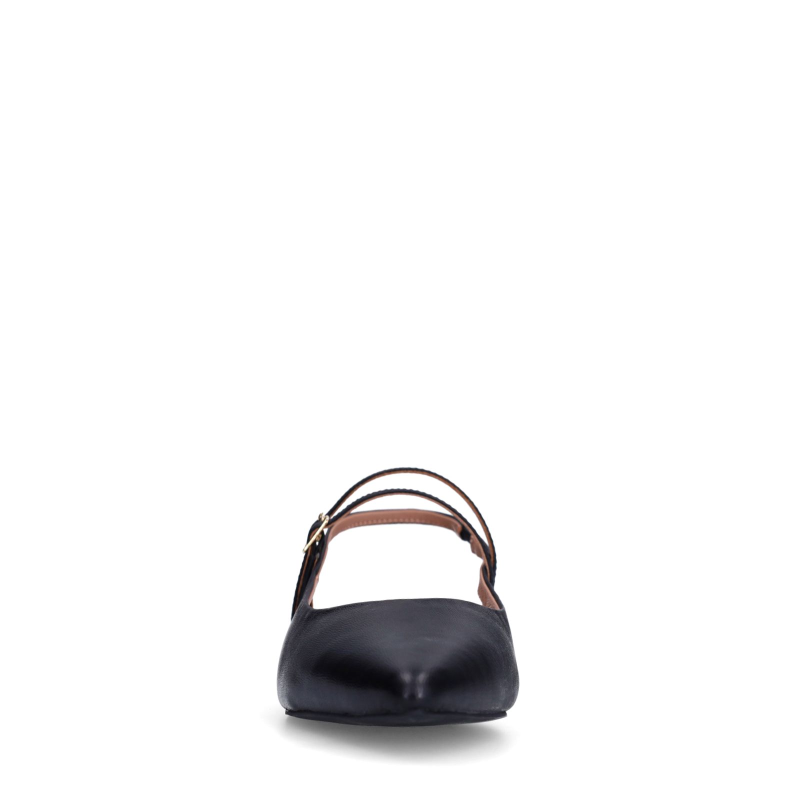 Schwarze Leder-Slingbacks mit doppeltem Riemchen