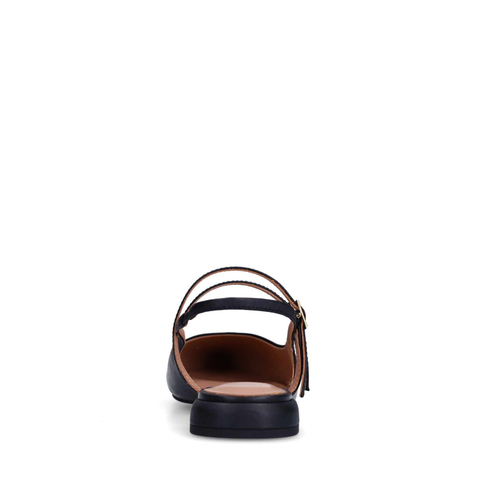 Schwarze Leder-Slingbacks mit doppeltem Riemchen