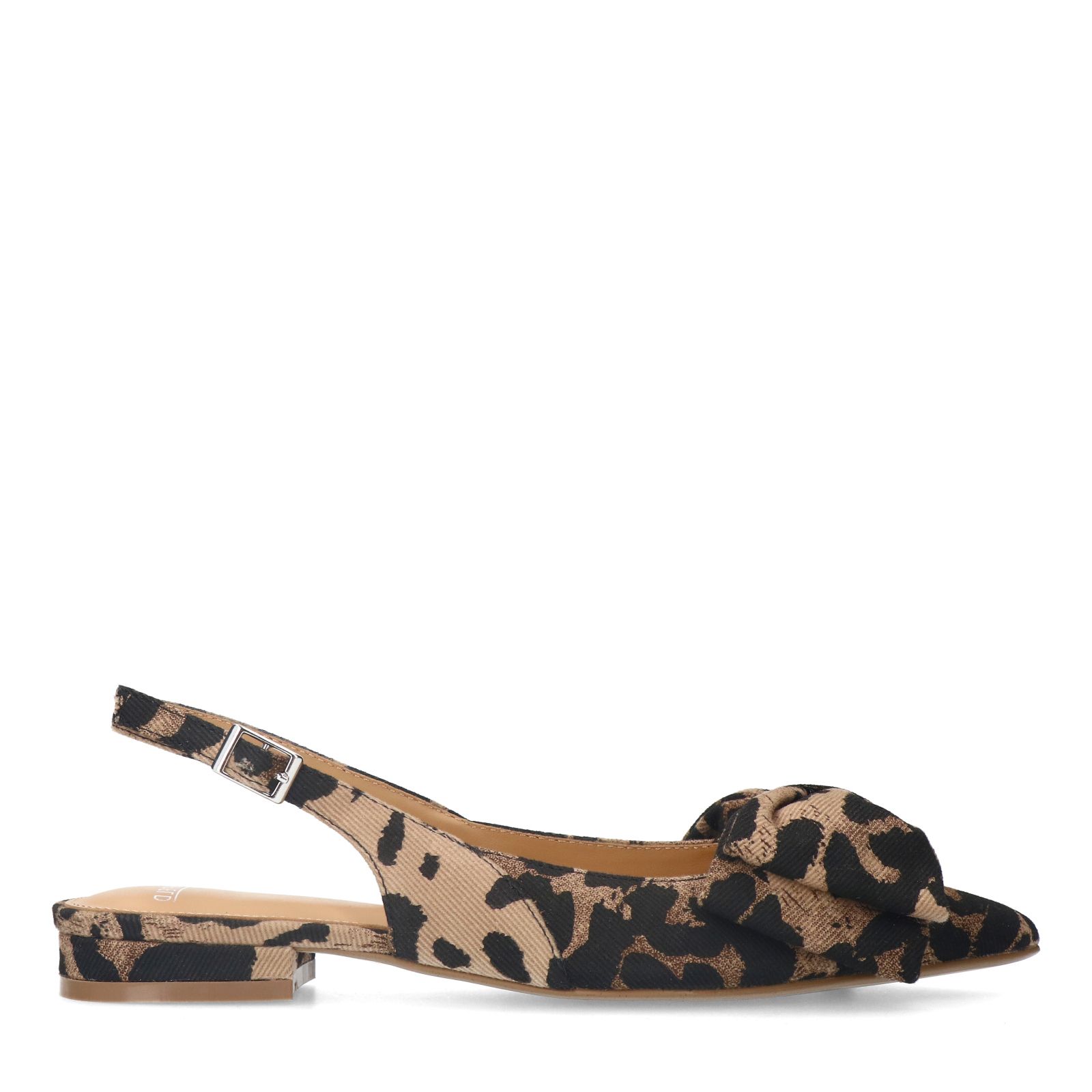 Veloursleder-Slingbacks mit Leoprint und Schleife