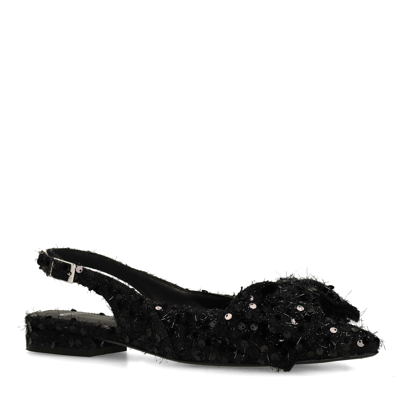 Schwarze Glitzer-Slingbacks Slipper Manfield Manfield