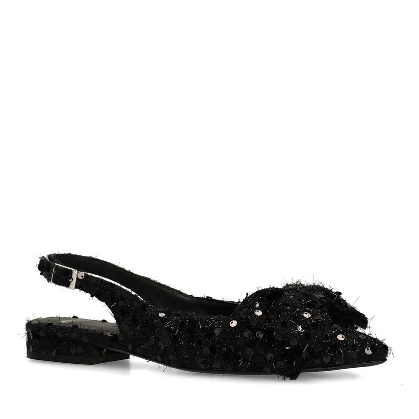 Zwarte glitter slingbacks