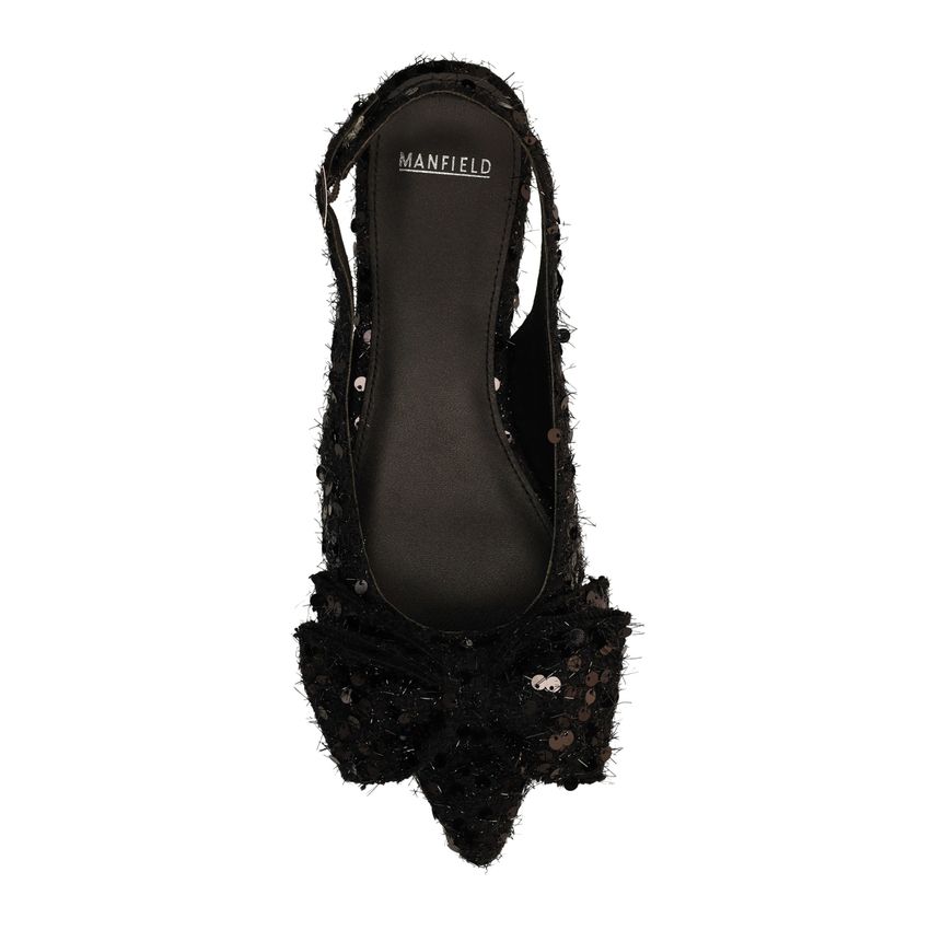 Zwarte glitter slingbacks