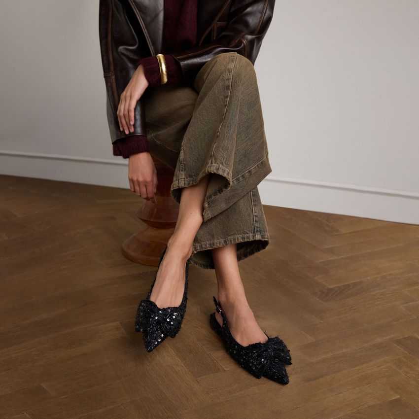 Zwarte glitter slingbacks