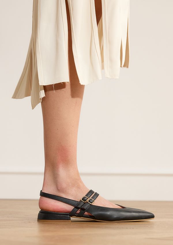 Zwarte leren slingbacks