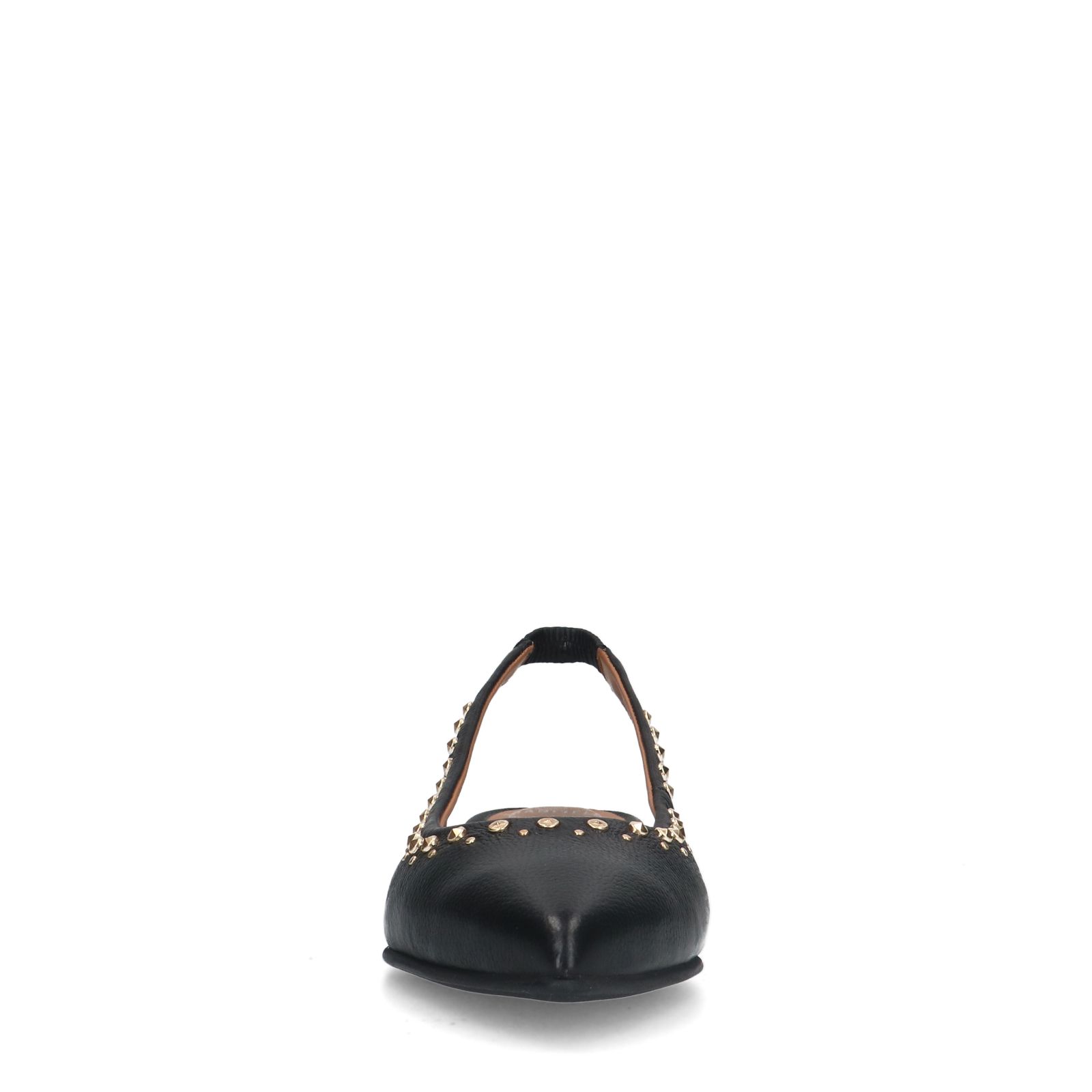 Zwarte slingbacks met gouden studs