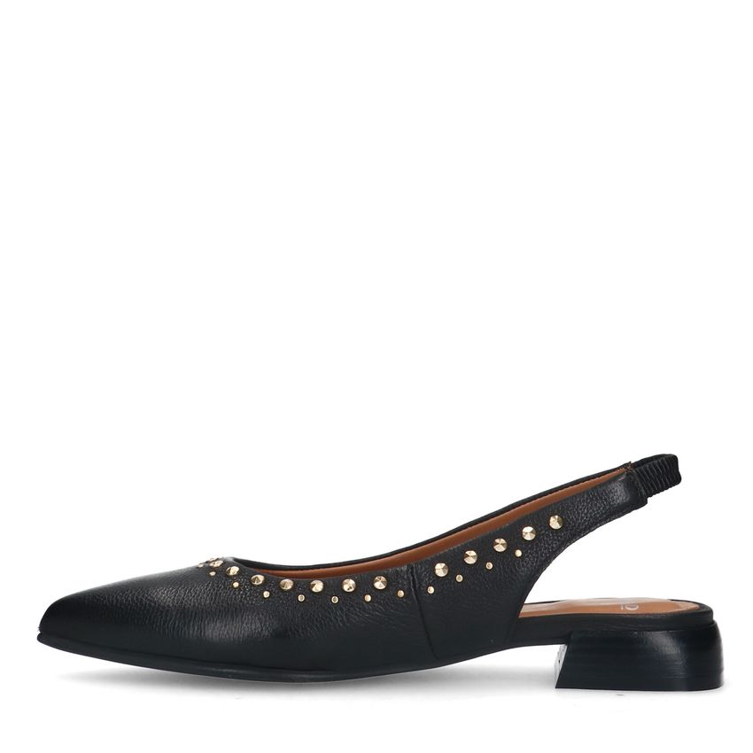 Zwarte slingbacks met gouden studs