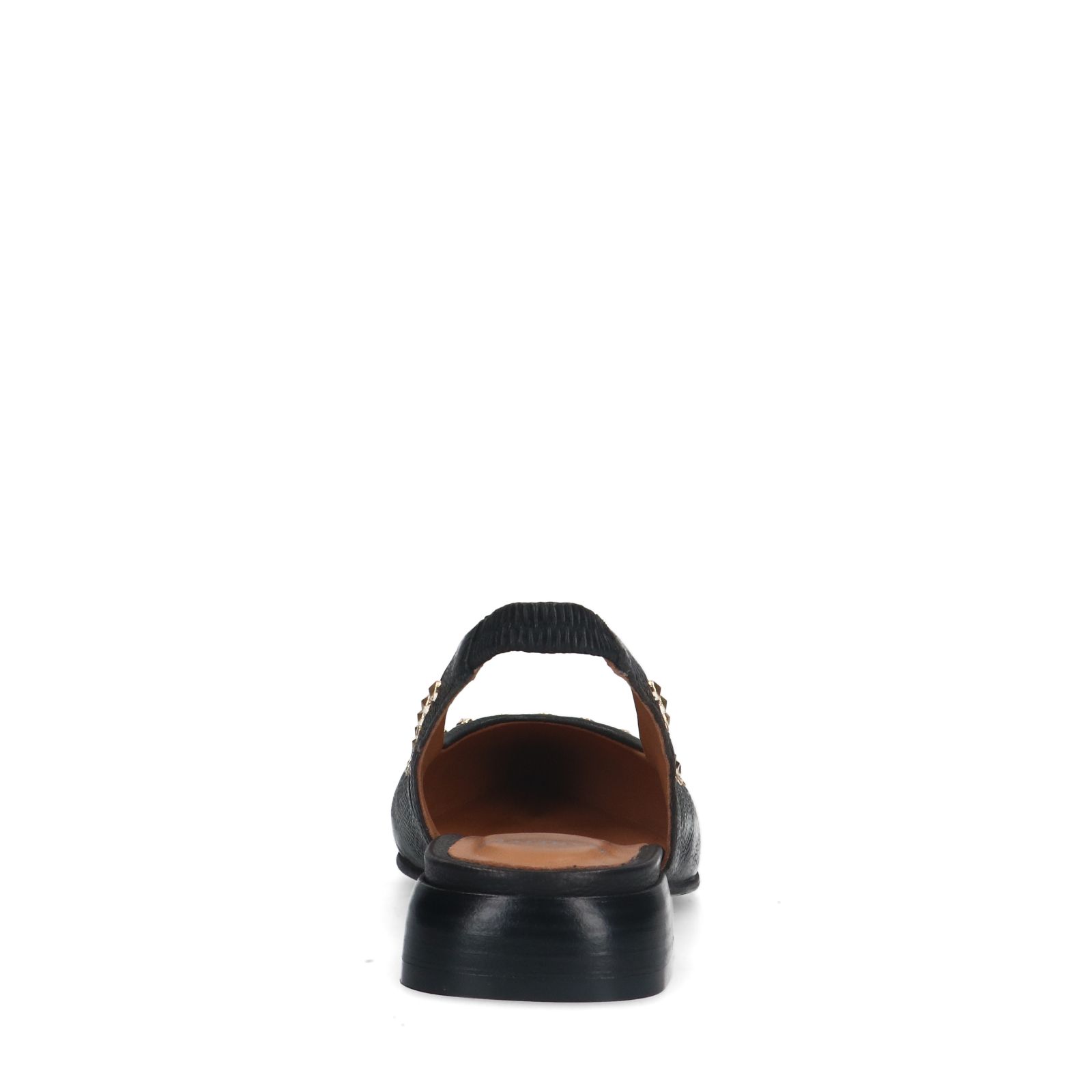 Zwarte slingbacks met gouden studs