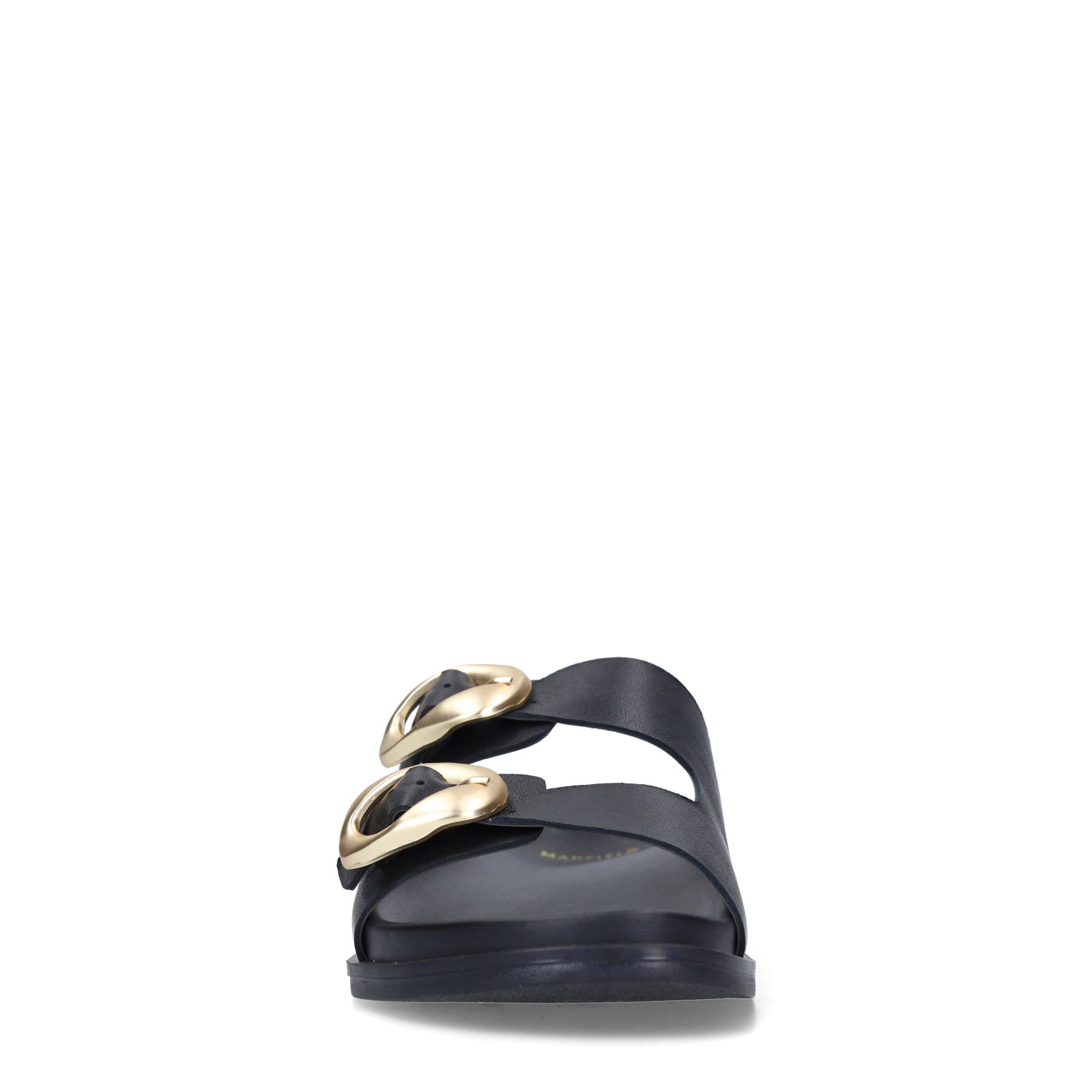 Schwarze Ledersandalen mit Schnallen