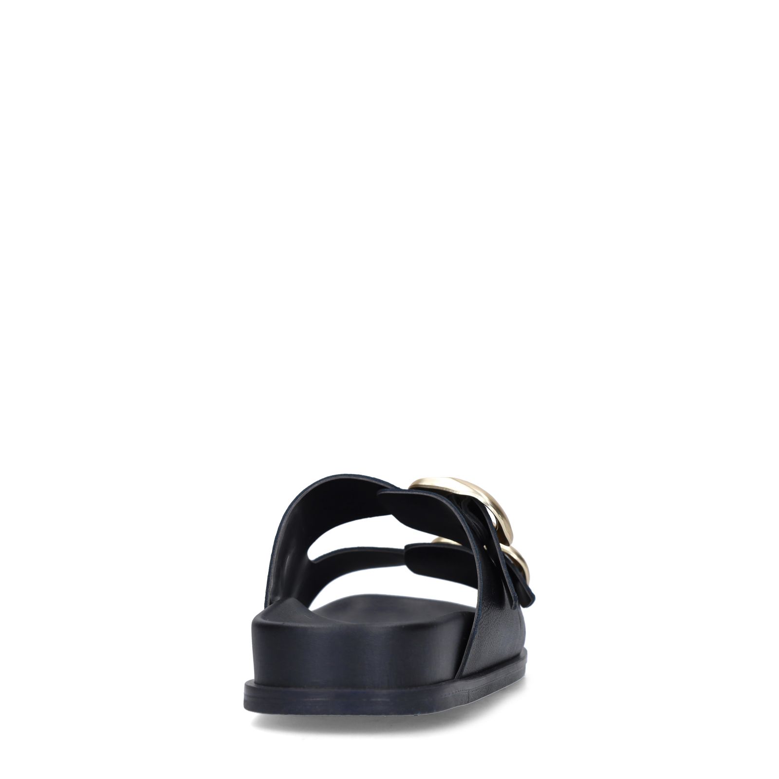 Schwarze Ledersandalen mit Schnallen