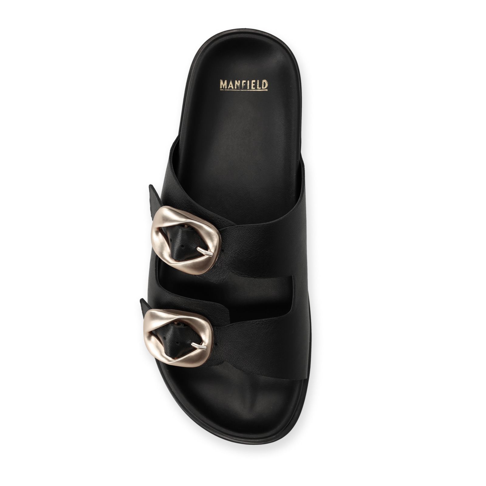 Schwarze Ledersandalen mit Schnallen