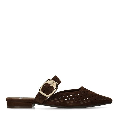 Braune Ledersandalen mit Karo-Details