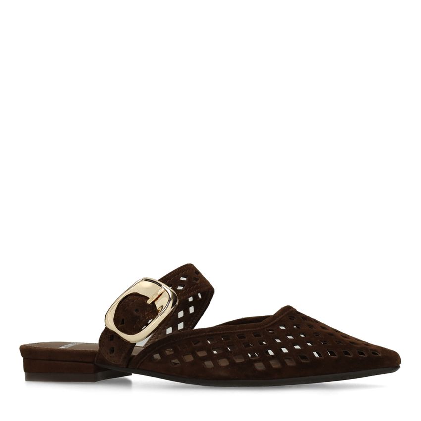 Braune Ledersandalen mit Karo-Details