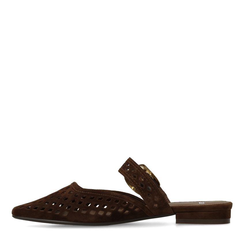 Braune Ledersandalen mit Karo-Details