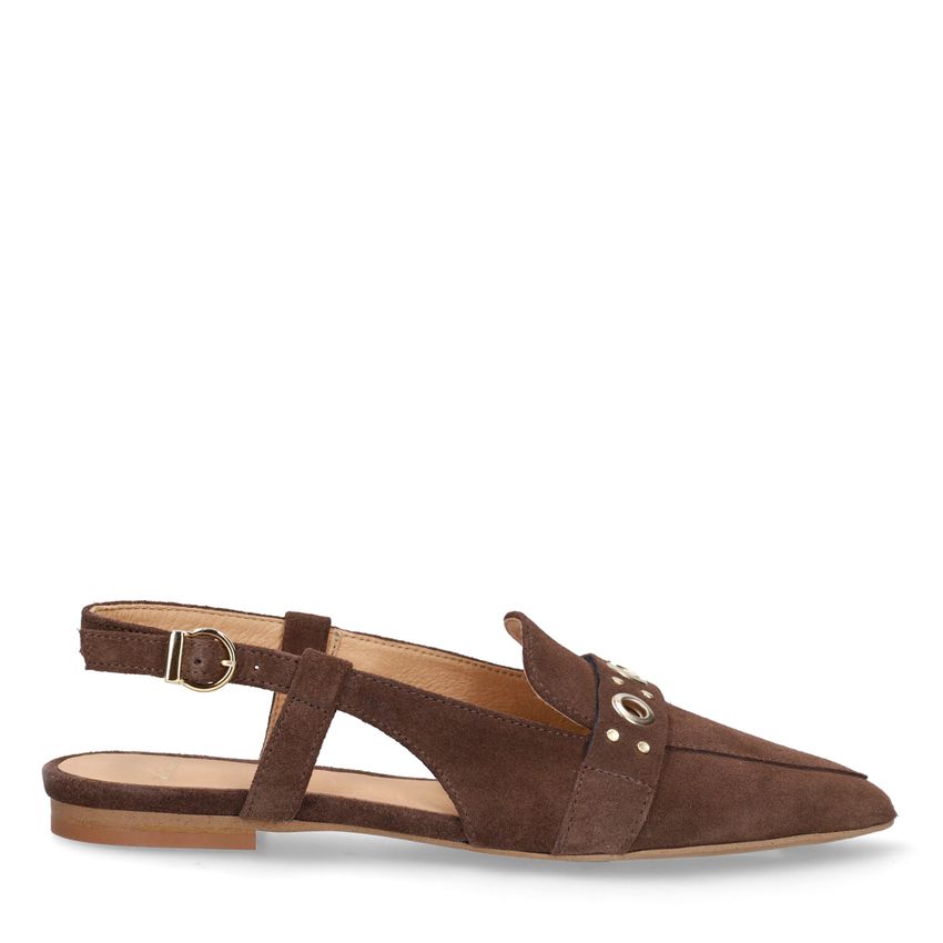 Braune Slingbacks aus Veloursleder