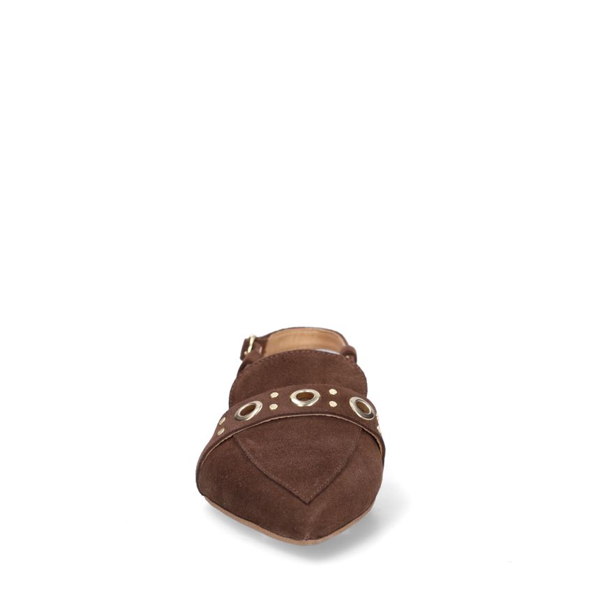 Braune Slingbacks aus Veloursleder