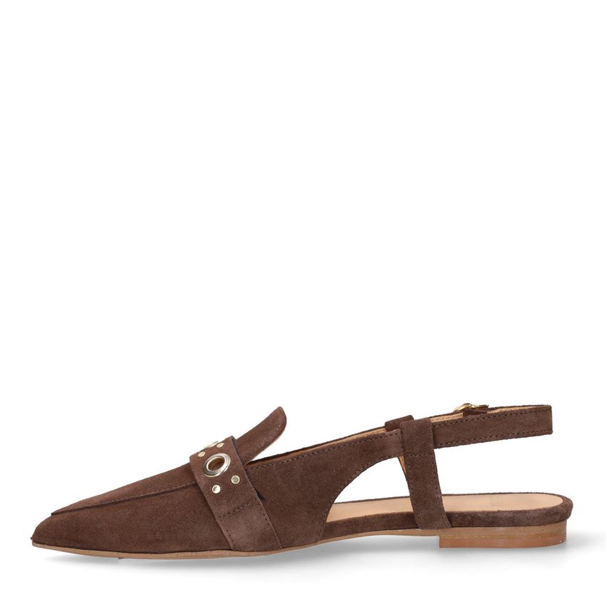 Braune Slingbacks aus Veloursleder