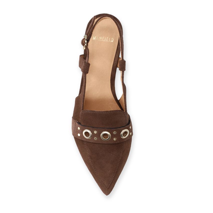 Braune Slingbacks aus Veloursleder