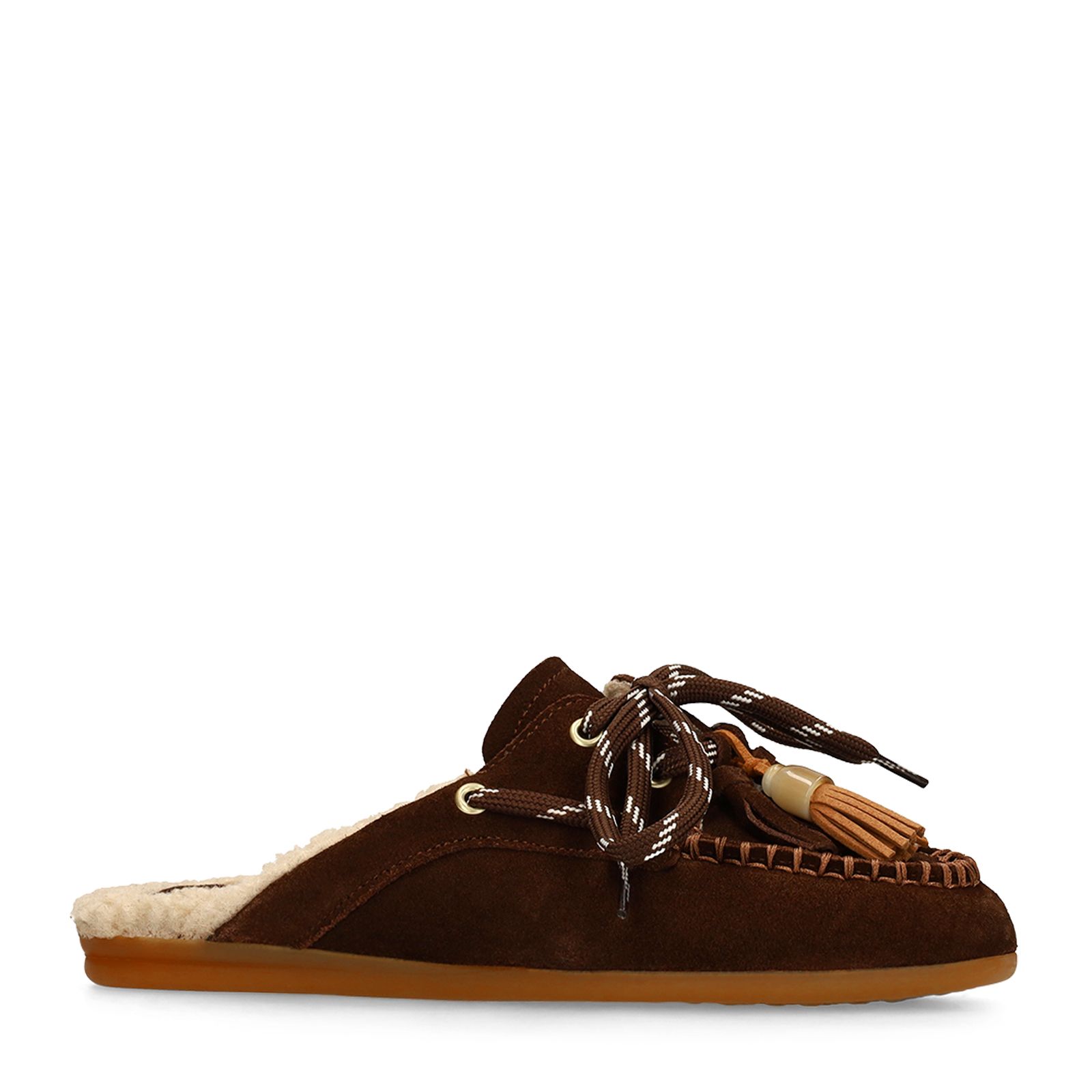 Donkerbruine suède instap loafertjes