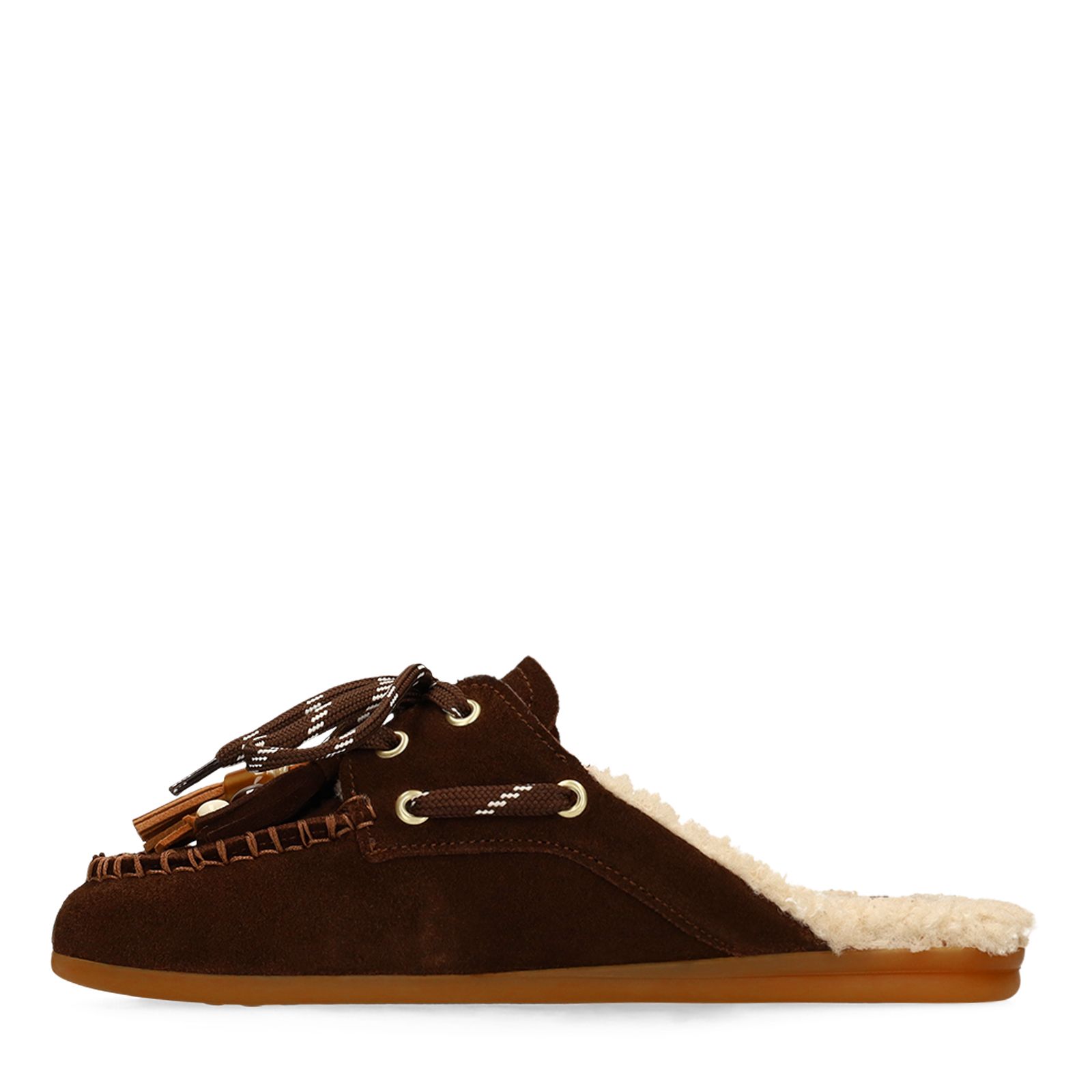 Donkerbruine suède instap loafertjes