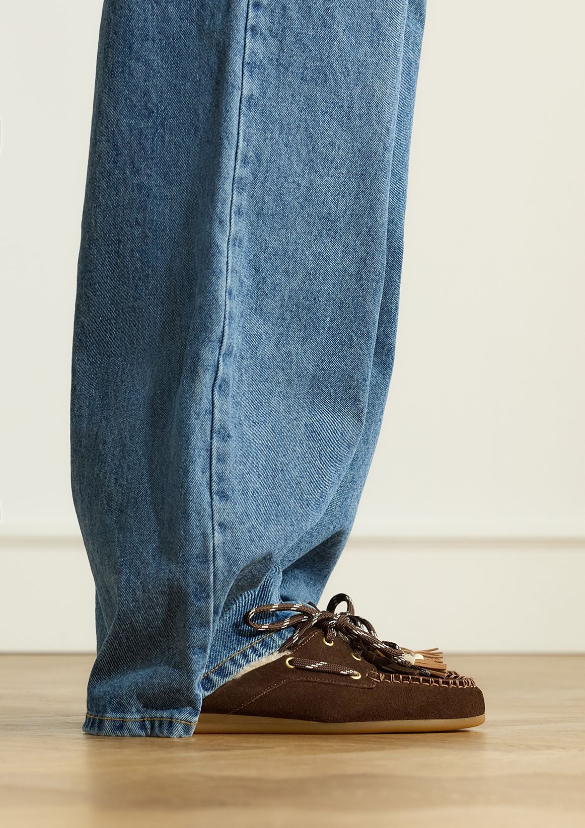 Donkerbruine suède instap loafertjes