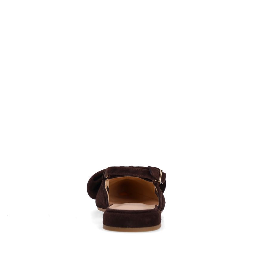 Braune Veloursleder-Slingbacks mit Schleife